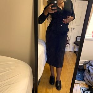 Twik Midi Denim Black Skirt